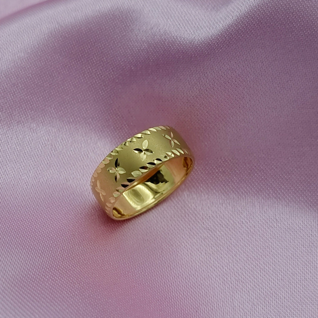 18K Real Gold Round Flower Ring