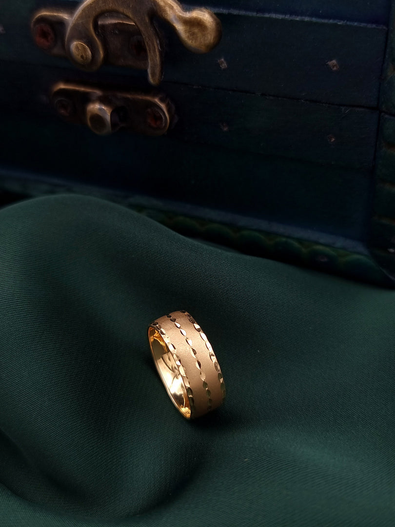 18K Real Gold Round Line Ring – Hamsa Gold