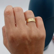 18K Real Gold Round Arrow Ring