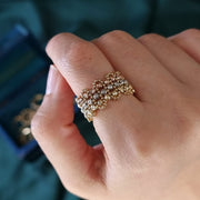 18K Real Gold 3 Color Seed Ring