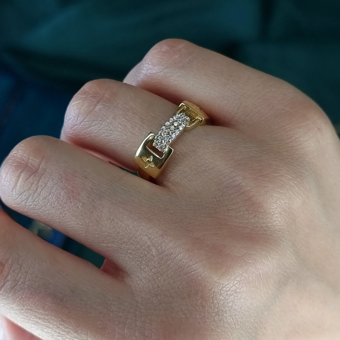 18K Real Gold Elegant Stone Ring