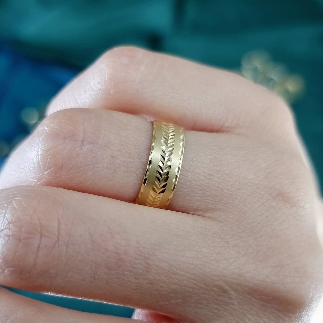 18K Real Gold Round Arrow Ring