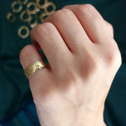 18K Real Gold Round Flower Ring