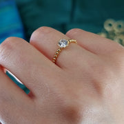 18K Real Gold Stone Seed Ring