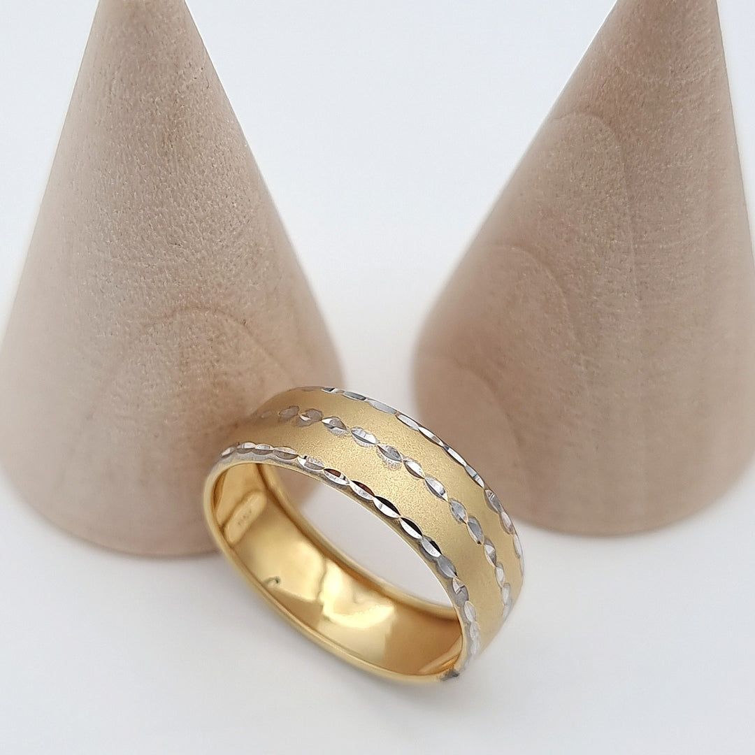 18K Real Gold Round Line Ring