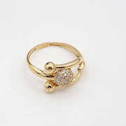 18K Real Gold Stone Ball Ring
