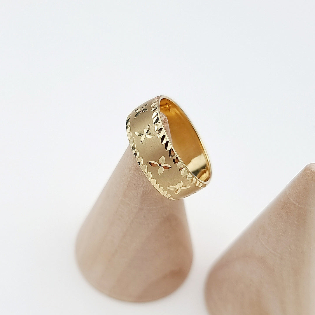 18K Real Gold Round Flower Ring