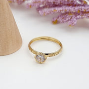 18K Real Gold Stone Ring