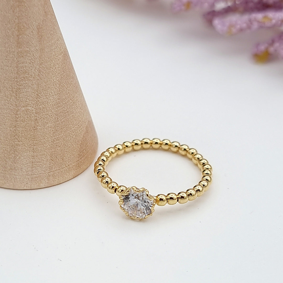 18K Real Gold Stone Seed Ring