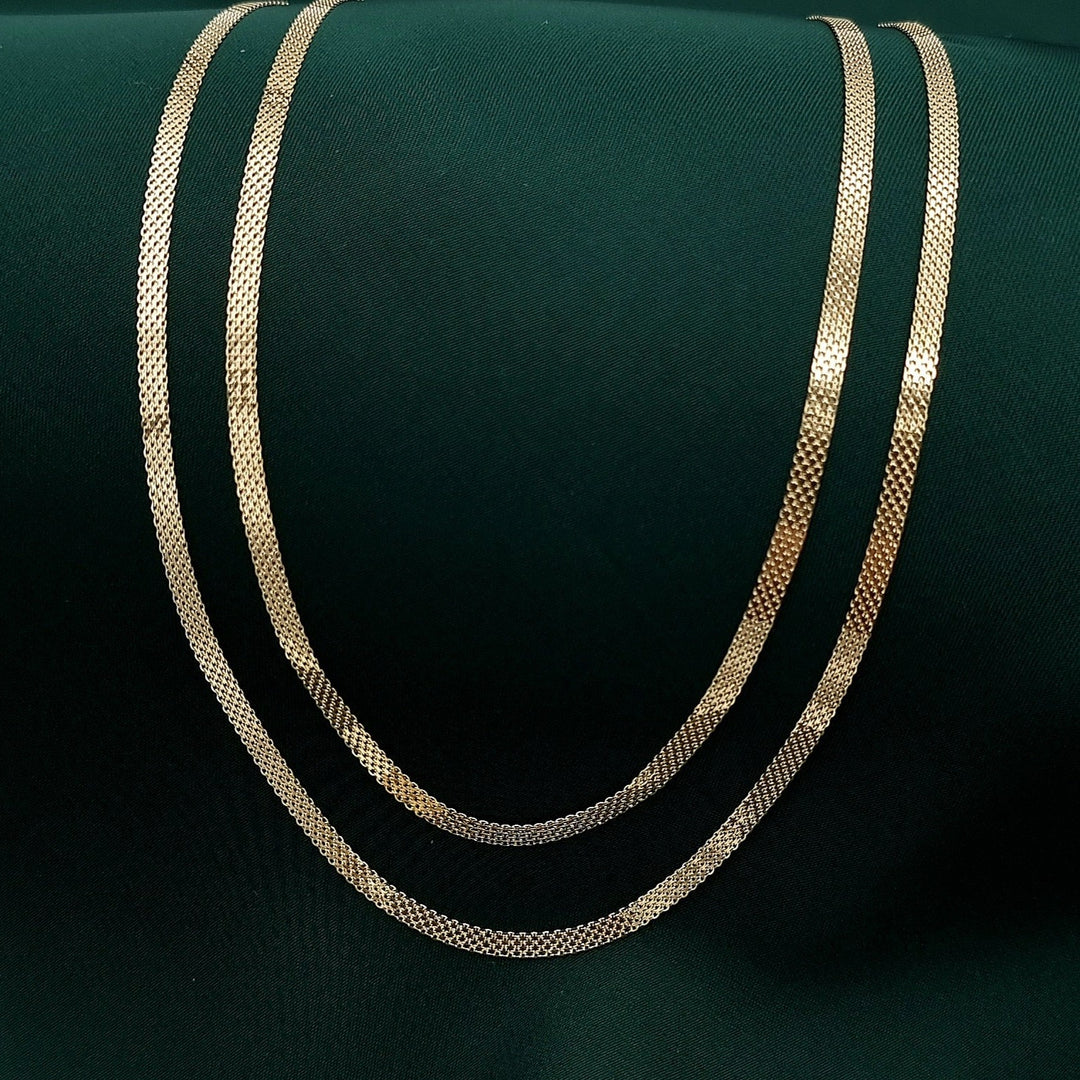 18K Real Gold Flat Chain