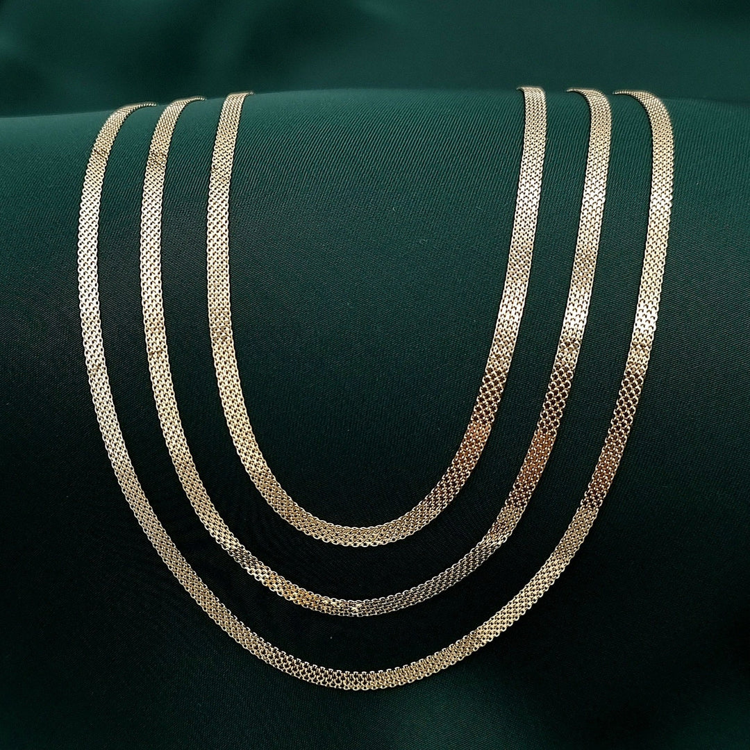 18K Real Gold Flat Chain