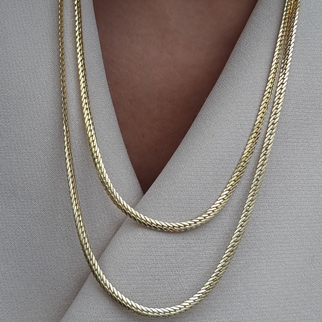 18K Real Gold Flat Chain