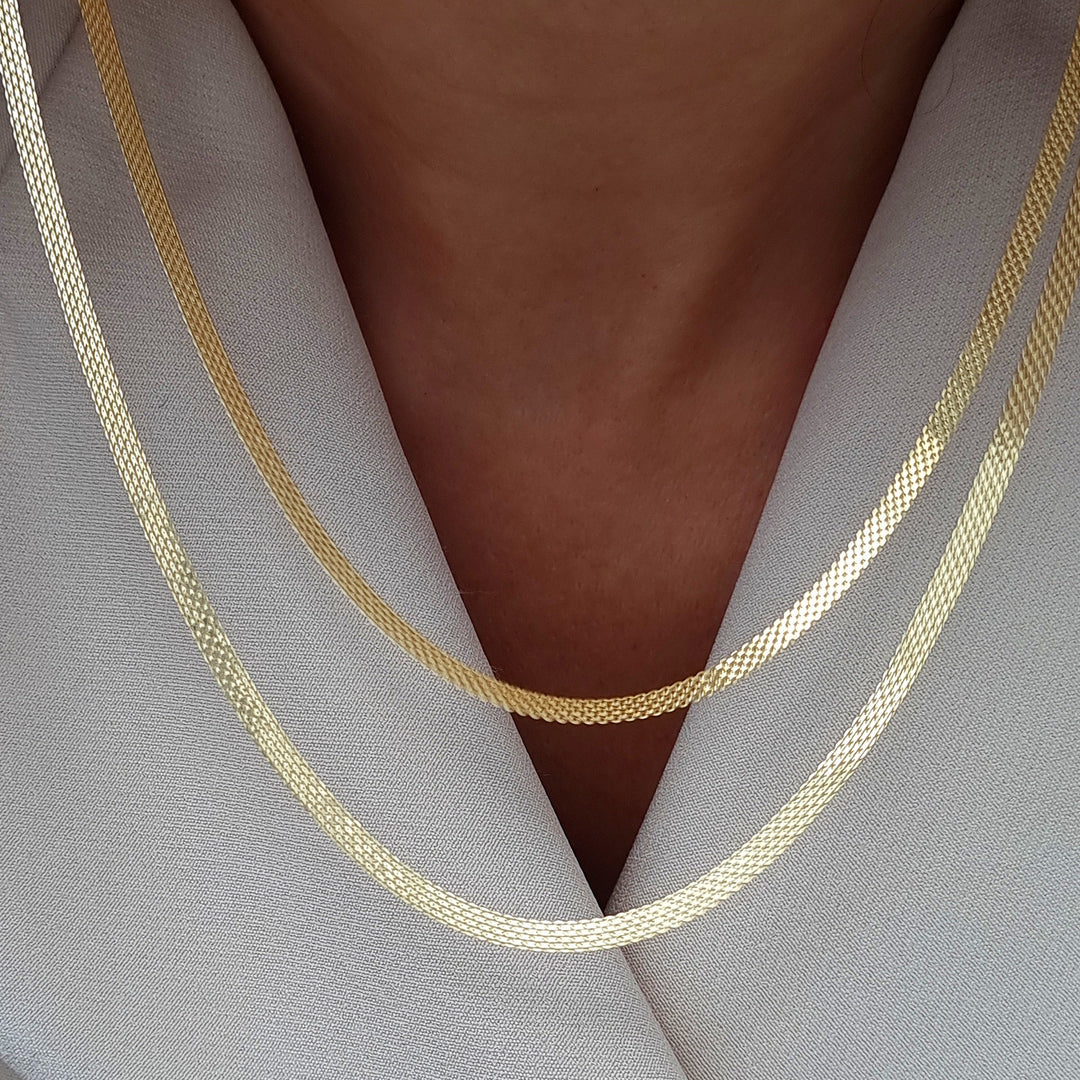 18K Real Gold Flat Chain