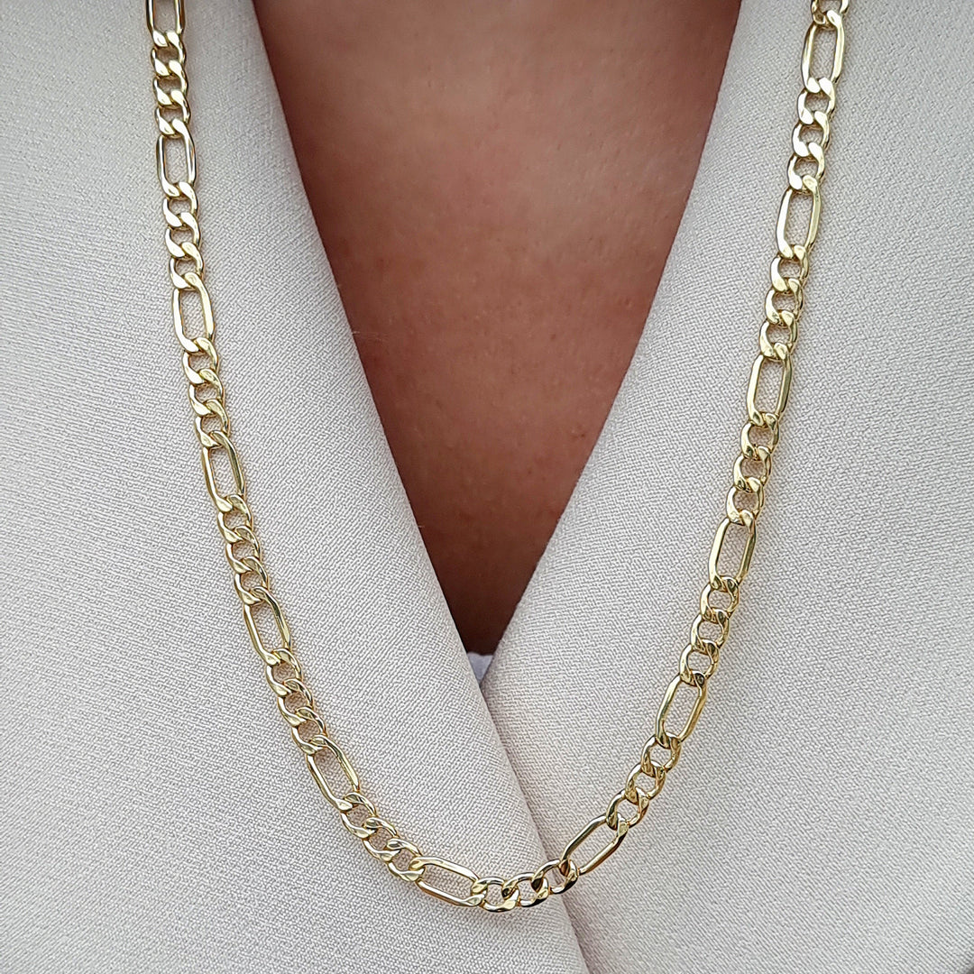 18K Real Gold Figaro Chain