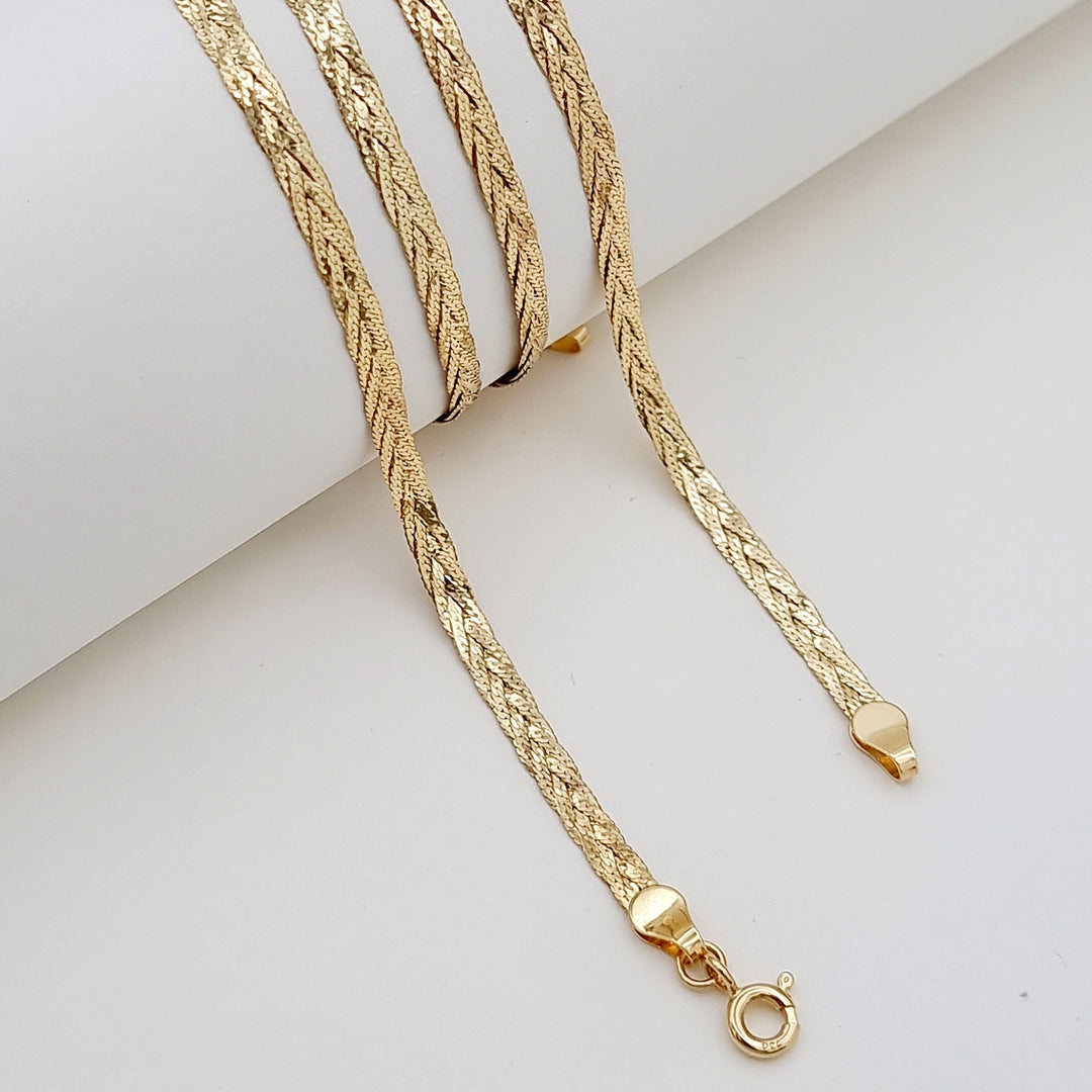 18K Real Gold Flat Snake Chain