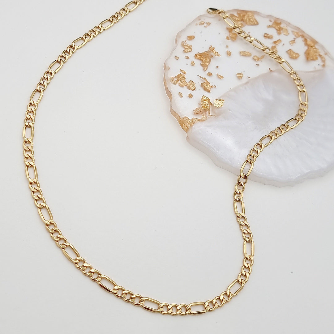 18K Real Gold Figaro Chain