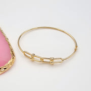 18K Real Gold U-Link Bangle