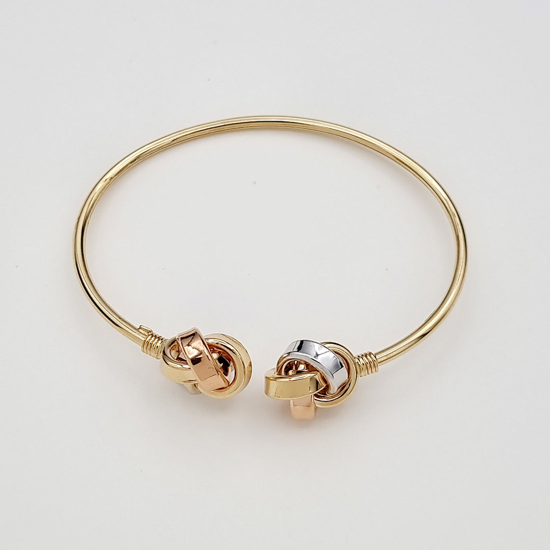 18K Real Gold 3 Color Twisted Knot Bangle