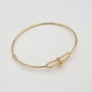 18K Real Gold U-Link Bangle
