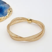 18K Real Gold Double Twisted Elastic Bangle