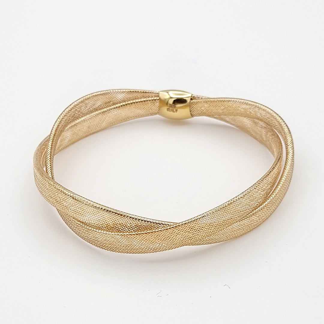 18K Real Gold Double Twisted Elastic Bangle