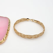 18K Real Gold Twisted Elastic Bangle