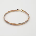 Load image into Gallery viewer, 18K Real Gold 3 Color Twisted Elastic Bangle
