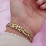 Load image into Gallery viewer, 18K Real Gold Twisted Elastic Bangle