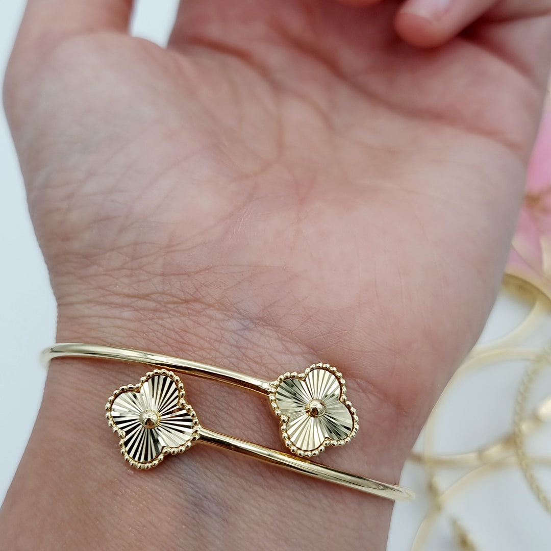 18K Real Gold Flower Bangle
