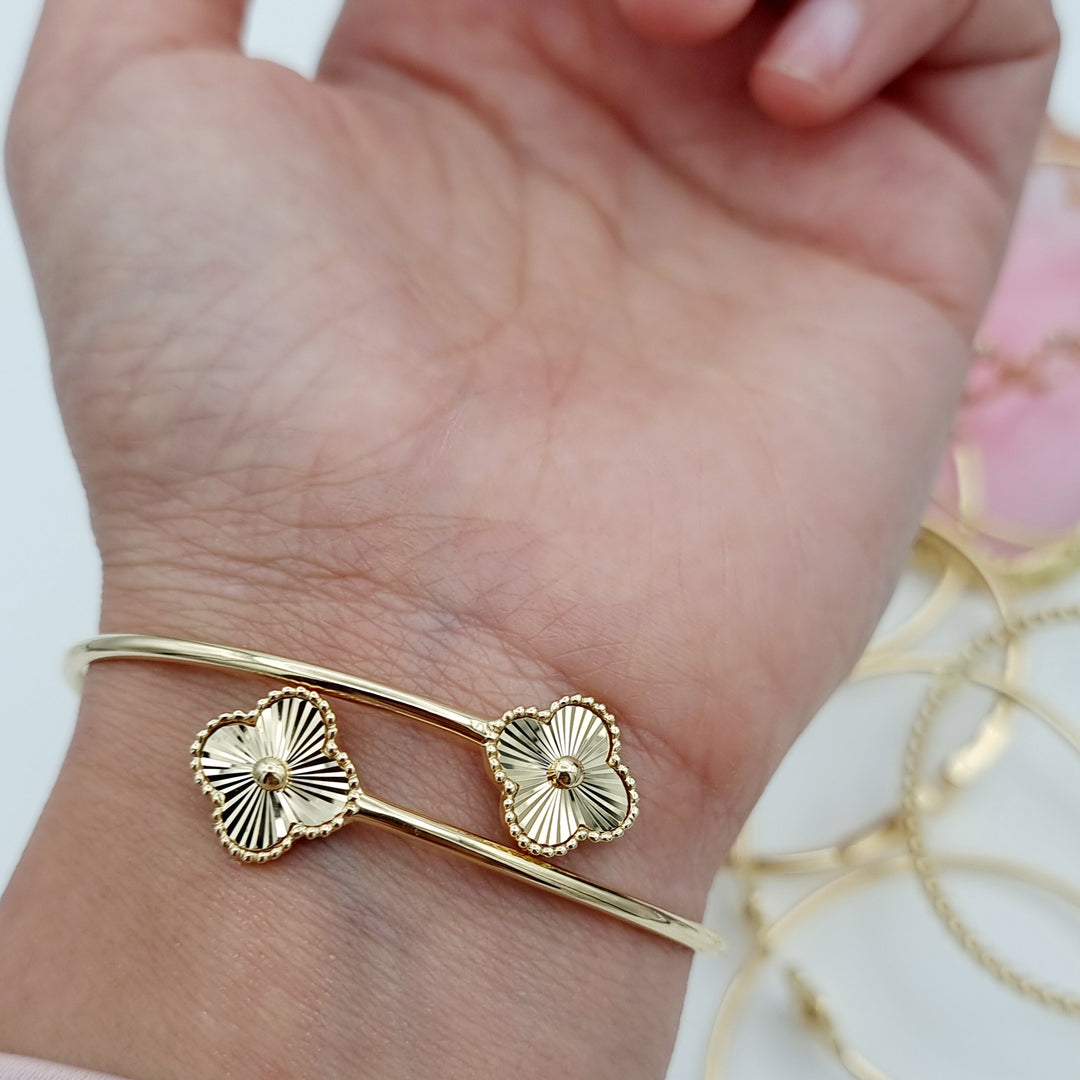 18K Real Gold Flower Bangle