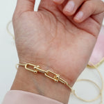 Load image into Gallery viewer, 18K Real Gold U-Link Bangle