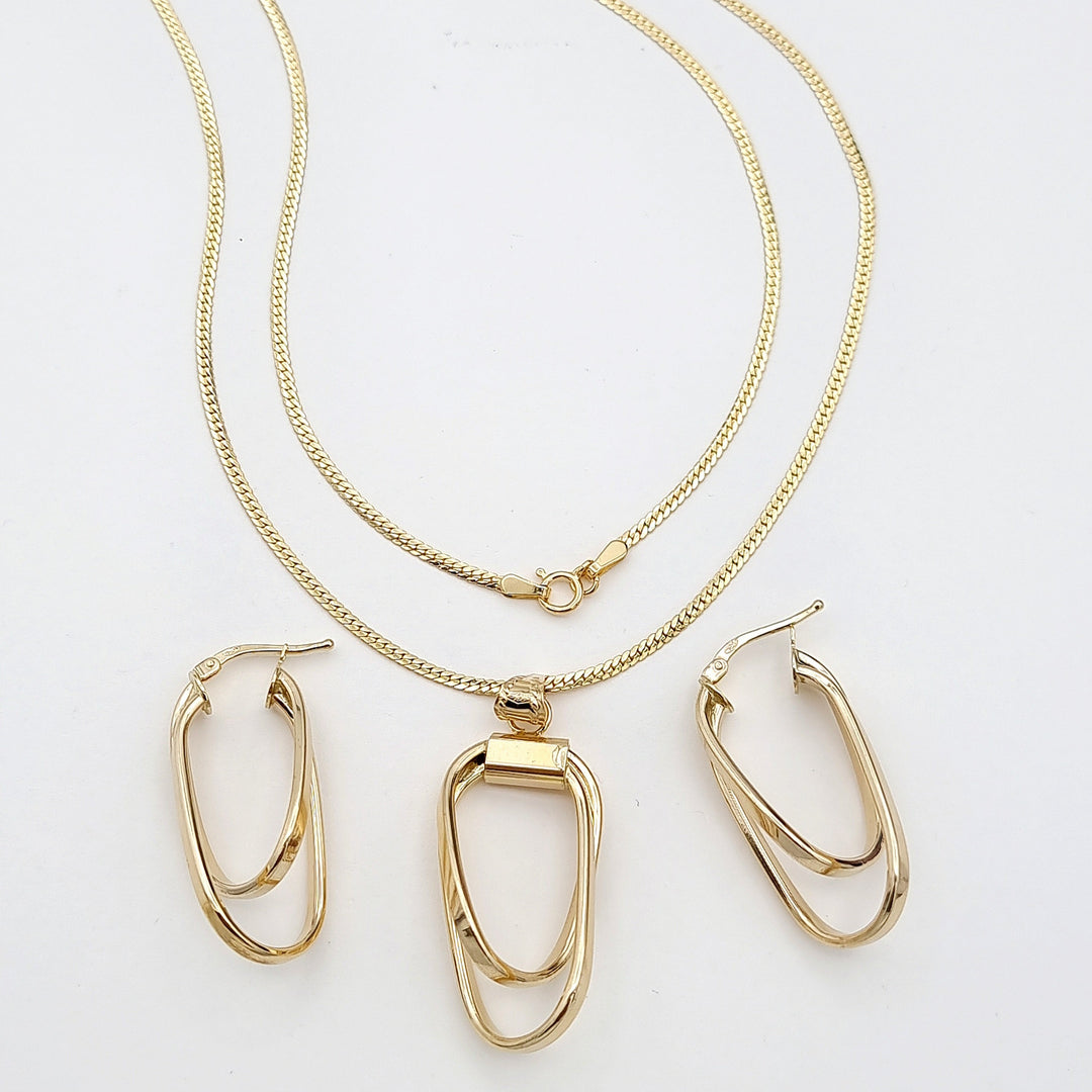 18K Real Gold Double Square Jewelry Set