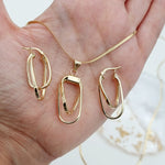 Load image into Gallery viewer, 18K Real Gold Double Square Jewelry Set