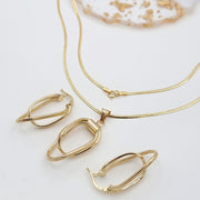 18K Real Gold Double Oval Twisted Jewelry Set