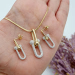 Load image into Gallery viewer, 18K Real Gold 2 Color U-Link Jewelry Set