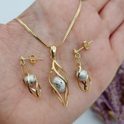 18K Real Gold Cage Charm Seed Jewelry Set