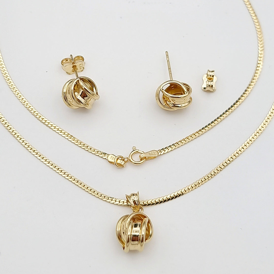 18K Real Gold Twisted Knot Jewelry Set