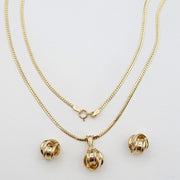 18K Real Gold Twisted Knot Jewelry Set