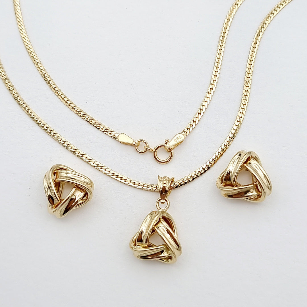 18K Real Gold Twisted Triangle Jewelry Set