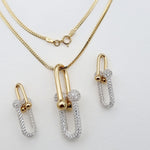 Load image into Gallery viewer, 18K Real Gold 2 Color U-Link Jewelry Set