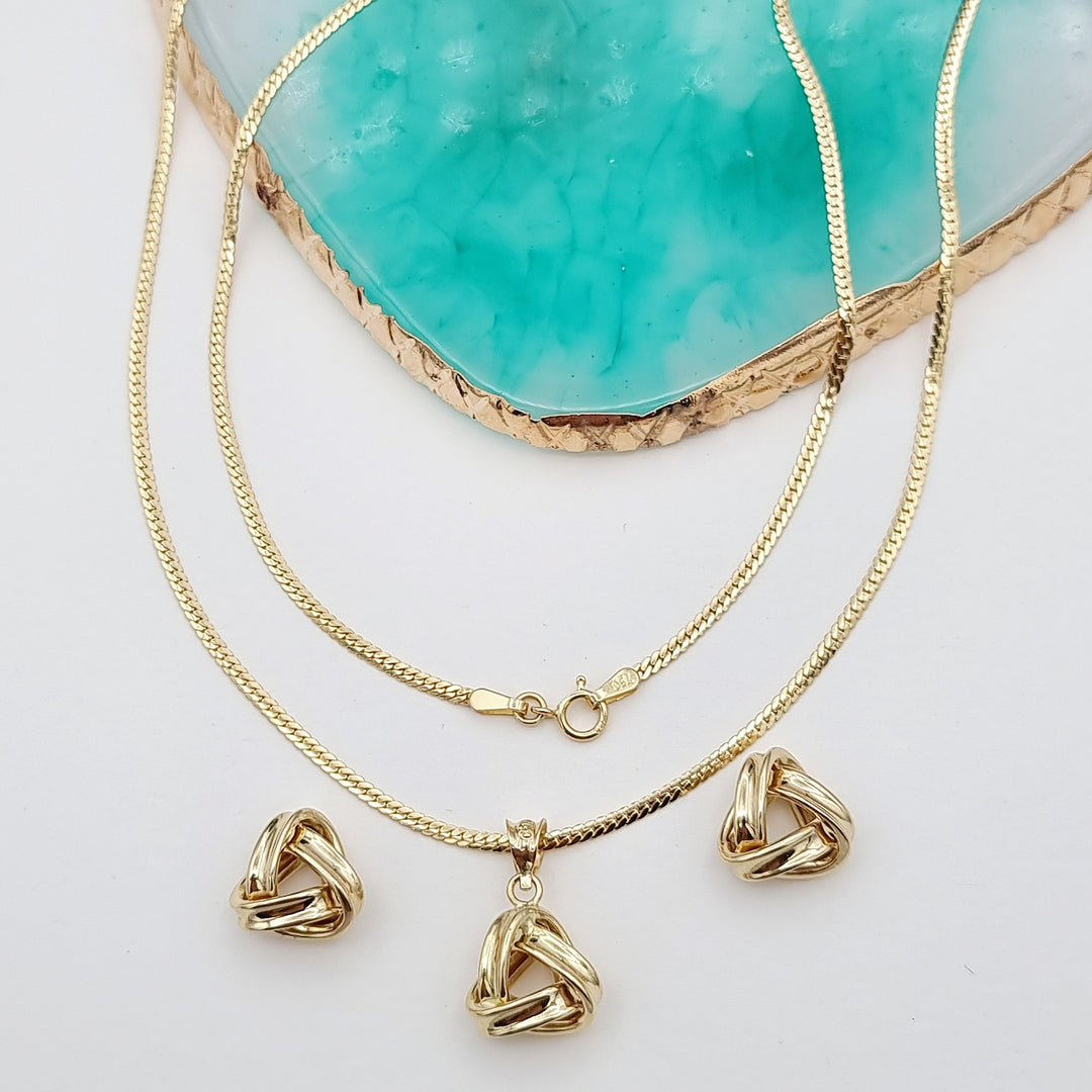 18K Real Gold Twisted Triangle Jewelry Set