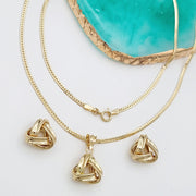18K Real Gold Twisted Triangle Jewelry Set