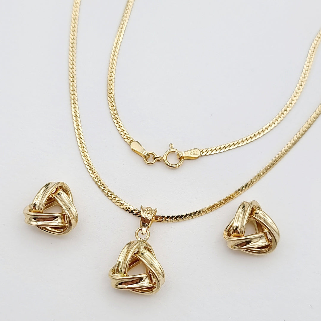 18K Real Gold Twisted Triangle Jewelry Set