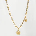 Load image into Gallery viewer, 18K Real Gold Linked Ball &amp; Lock Necklace