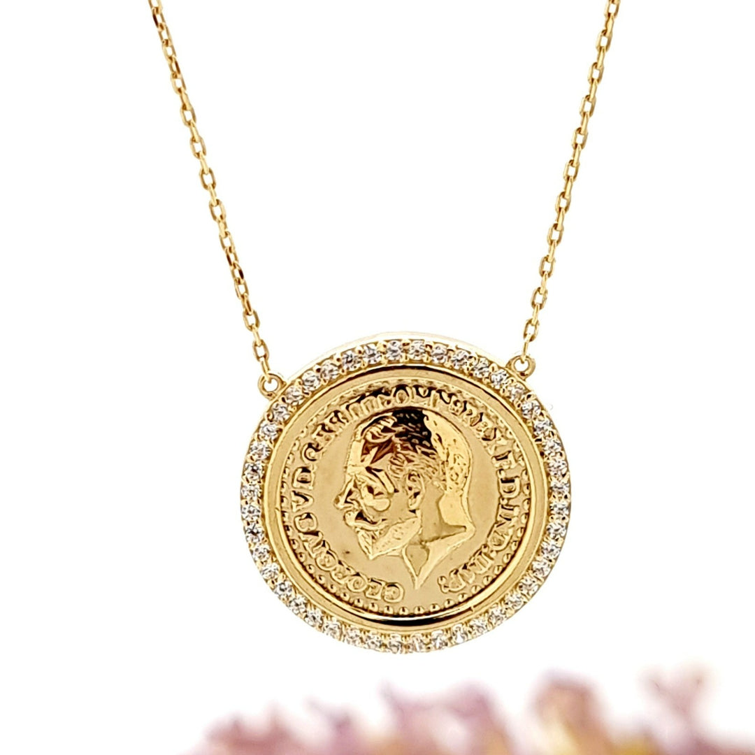 18K Real Gold Round Elegant Necklace