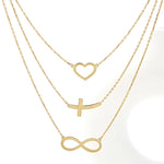 Load image into Gallery viewer, 18K Real Gold 3 Layer Heart Cross Infinity Necklace