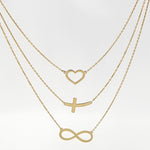 Load image into Gallery viewer, 18K Real Gold 3 Layer Heart Cross Infinity Necklace
