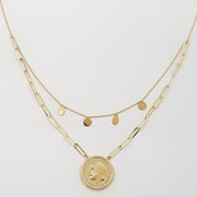 18K Real Gold 2 Layer Elegant Necklace