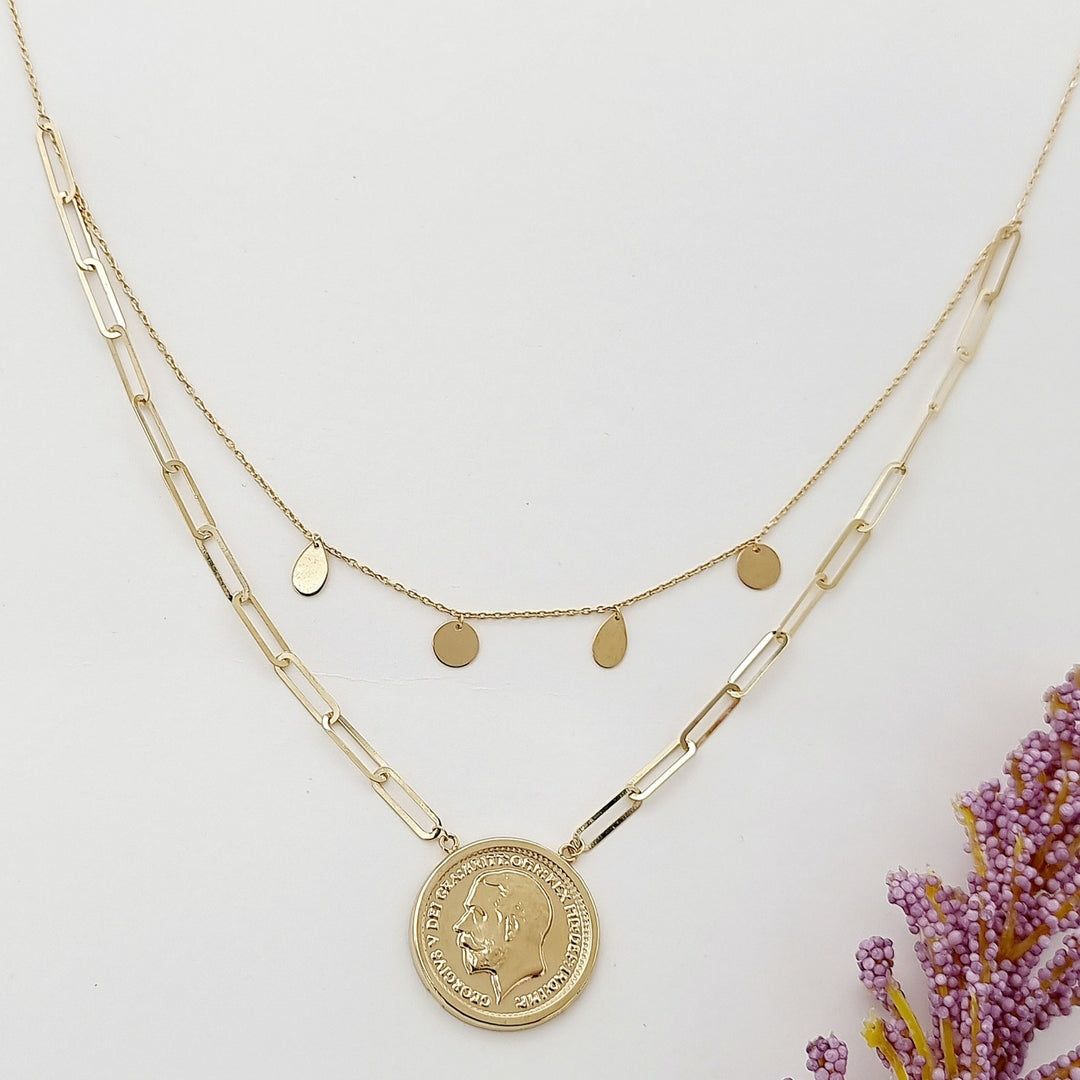18K Real Gold 2 Layer Elegant Necklace