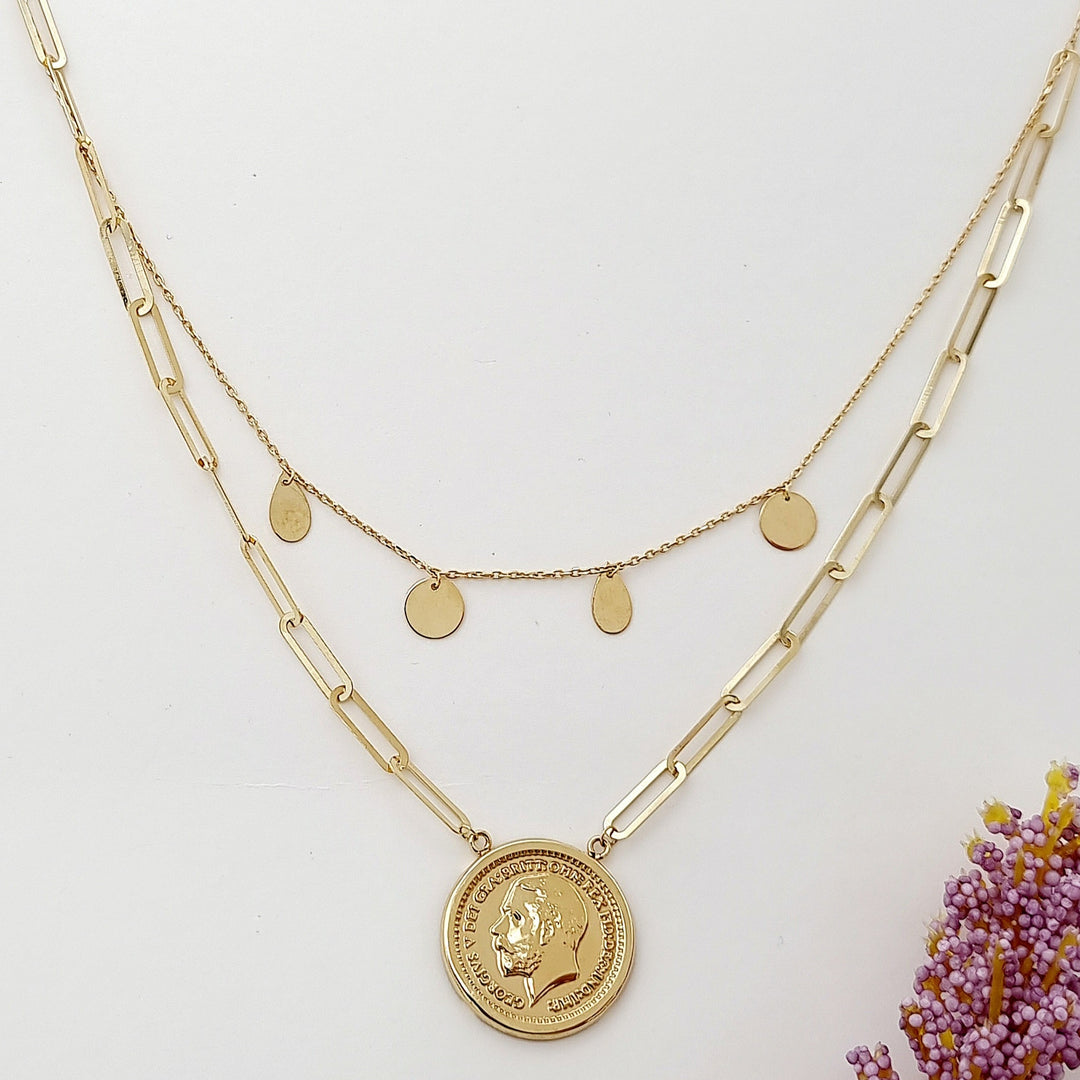 18K Real Gold 2 Layer Round Elegant Necklace